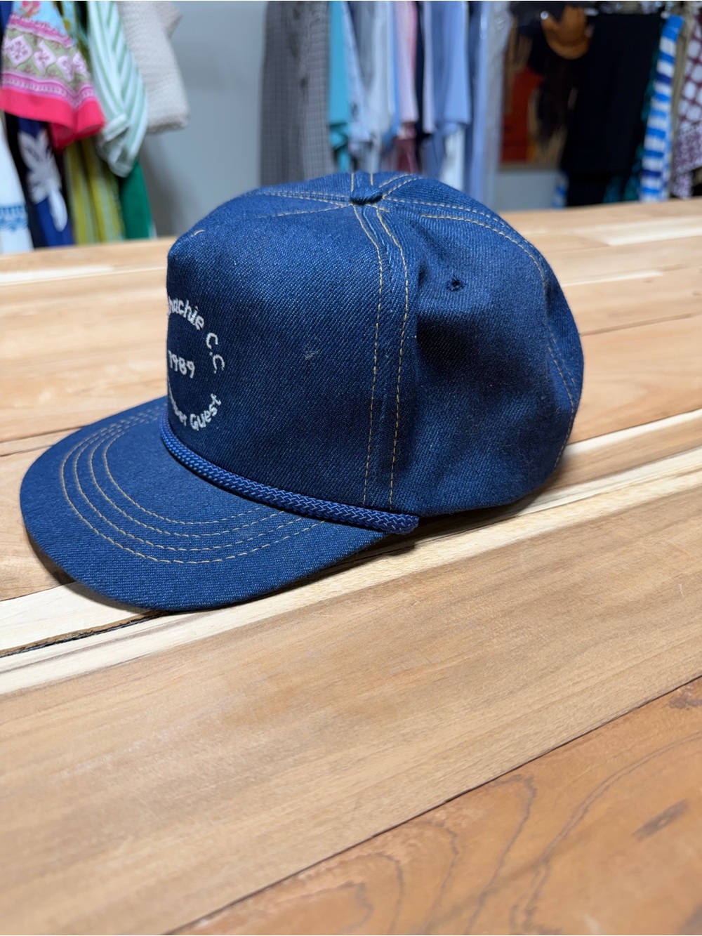 Vintage 1989 Waxahachie CC Member Guest Denim Rope Golf Hat - Picture 2 of 5